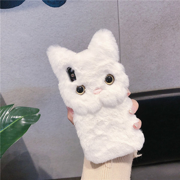 Funda para teléfono gato de peluche