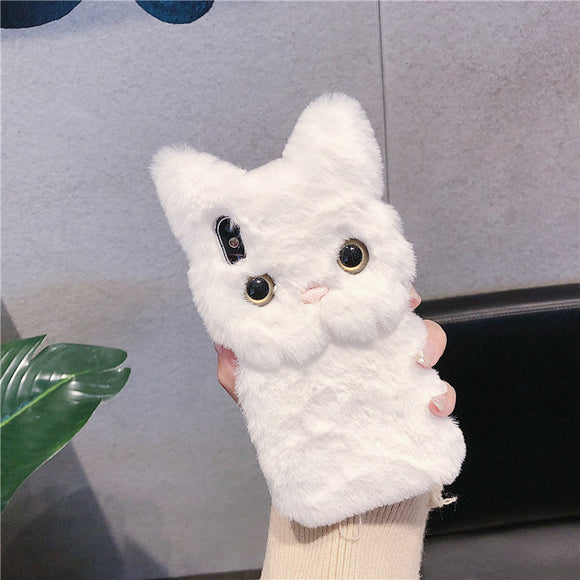 Funda para teléfono gato de peluche