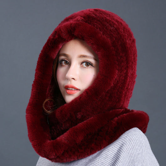 Gorro y Bufanda de Piel de Conejo Invierno Coreano para Mujer - Image 9