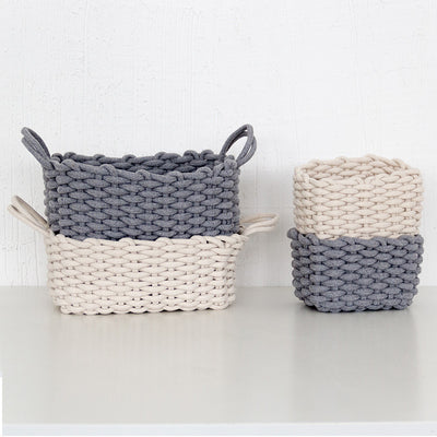 Cesta de Almacenamiento Tejida a Mano en Algodón Grueso Estilo Nórdico - Image 2
