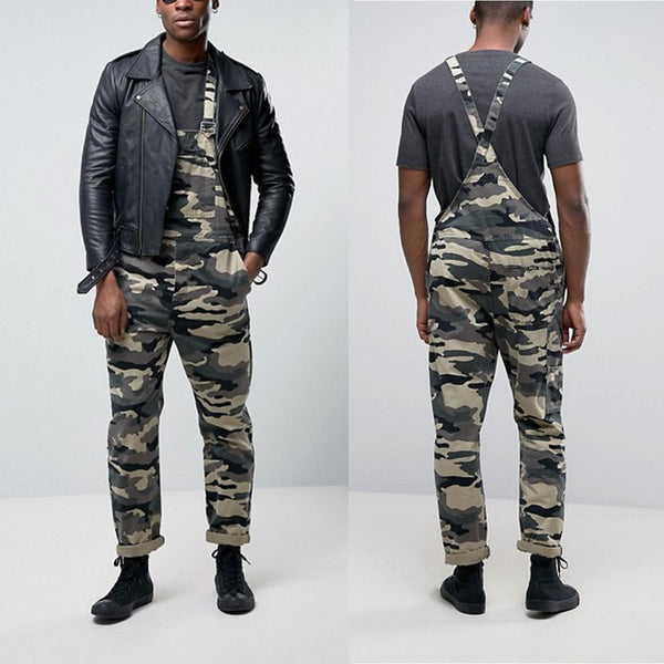 Pantalón Overall con Tirantes en Camuflaje