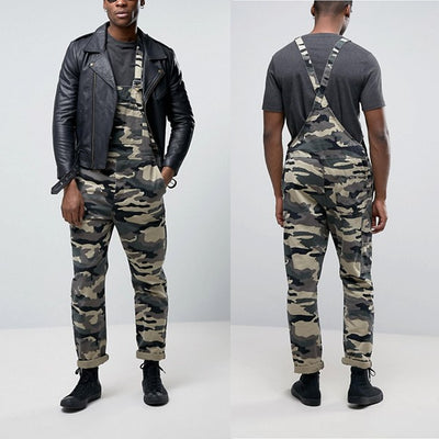 Pantalón Overall con Tirantes en Camuflaje