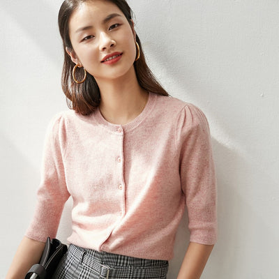 Cardigan Corto de Cachemir Puro con Cintura Alta para Mujer