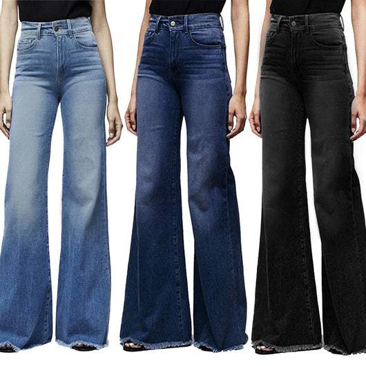 Pantalones Denim Ajustados con Vuelo Acampanado