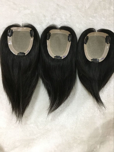 Pieza de cabello tejido a mano con red de diamante - Cabello humano 100% - Image 2