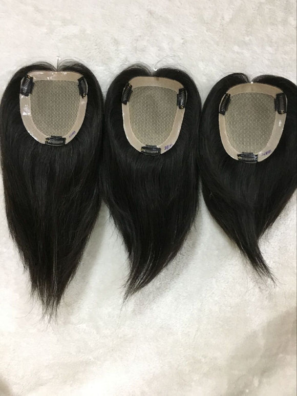 Pieza de cabello tejido a mano con red de diamante - Cabello humano 100%