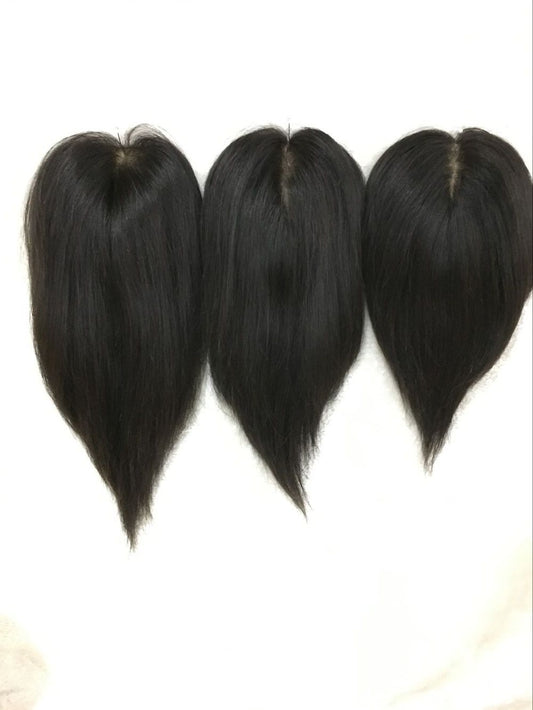 Pieza de cabello tejido a mano con red de diamante - Cabello humano 100%