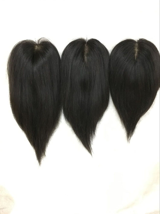Pieza de cabello tejido a mano con red de diamante - Cabello humano 100%
