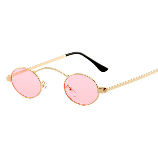 Fashionable small frame round sunglasses with black metal frames and dark grey lenses on a white background. - Image 11