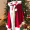 Capa Chal Navideño Rojo Terciopelo Banda Gorro Antiventos