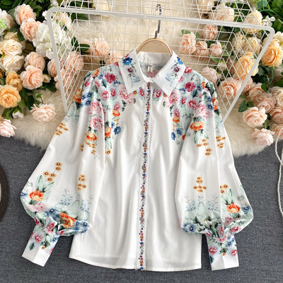Blusa Suelta con Mangas Farol y Estampado Exclusivo - Elegancia Casual - Image 3