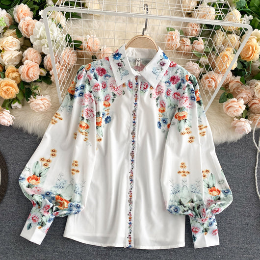 Blusa Suelta con Mangas Farol y Estampado Exclusivo - Elegancia Casual - Image 3
