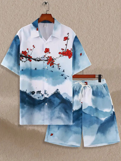 Camisa Casual de Manga Corta con Estampado Salvaje para Hombre - Image 22