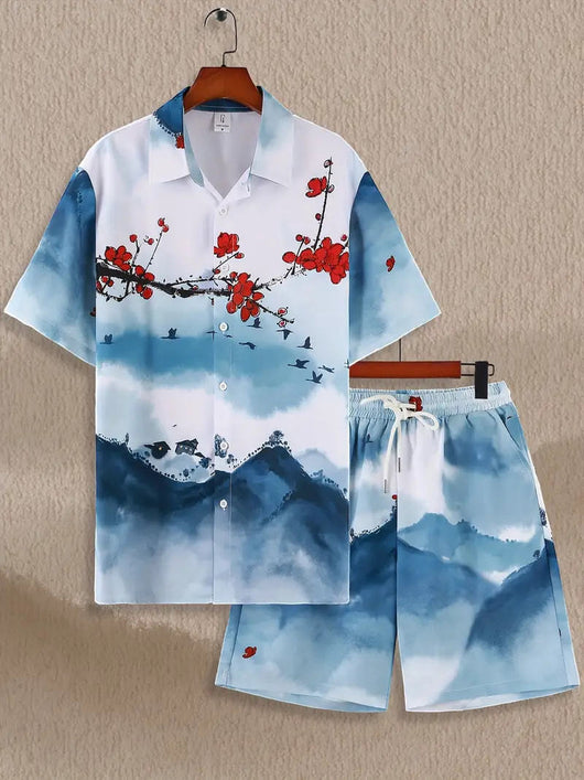 Camisa Casual de Manga Corta con Estampado Salvaje para Hombre - Image 22