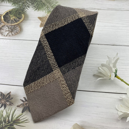Corbata Escolar Británica de Invierno - Algodón Lino a Rayas Marrón con Cuadros - Image 10