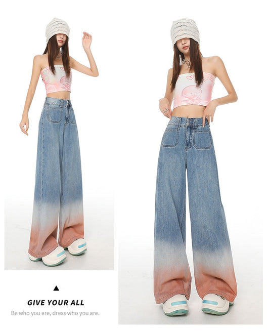 Pantalones Vaqueros Cintura Alta Pierna Ancha Degradado - Ajuste Holgado para Mujer - Image 23