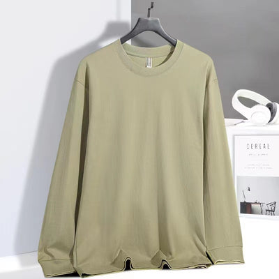 Camiseta Básica de Algodón con Cuello Redondo y Manga Larga para Hombre - Image 9