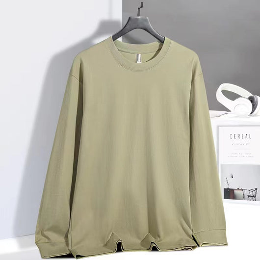 Camiseta Básica de Algodón con Cuello Redondo y Manga Larga para Hombre - Image 9