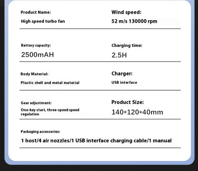 Ventilador Turbo Inalámbrico Portátil para Limpieza y Soplado de Polvo - Image 24