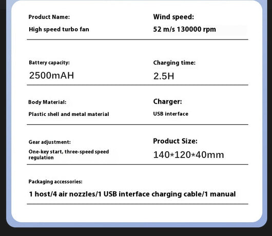 Ventilador Turbo Inalámbrico Portátil para Limpieza y Soplado de Polvo - Image 24