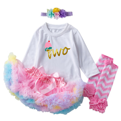 Conjunto de Falda Esponjosa Rosa y Calcetines a Juego - Image 2