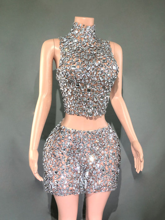 Conjunto de Dos Piezas Luxe con Diamantes y Cintura Moldeadora - Image 9