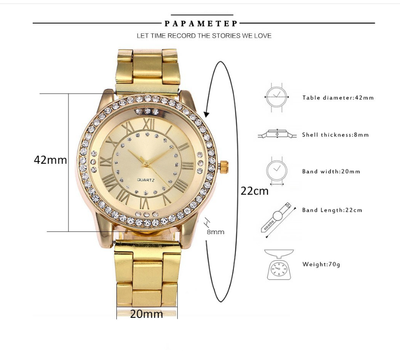 Reloj de Oro Rosado Vansvar Lujo para Mujer con Cristales Rhinestone - Image 3