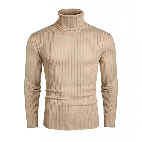 Suéter de Cuello Alto con Rayas para Hombre - Otoño e Invierno