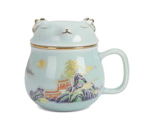 Taza de Té Cerámica Ciudad Prohibida con Tapa - Separador de Infusiones - Image 6