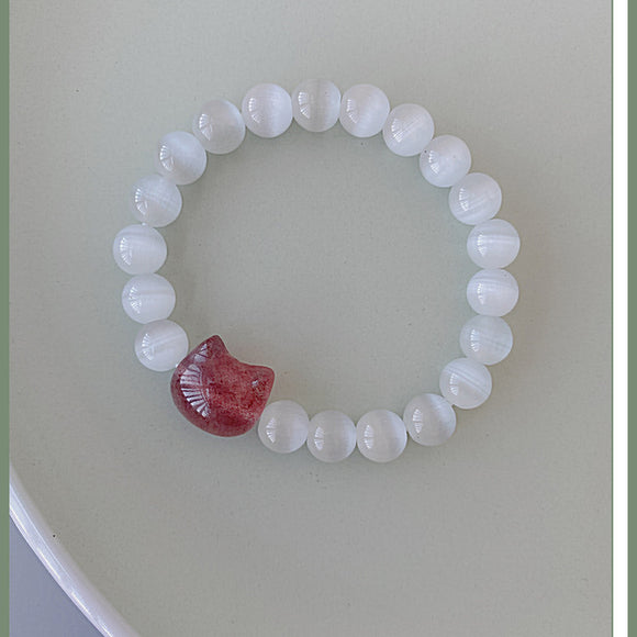 Pulsera Ojo de Gato Perla Blanca para Mujer