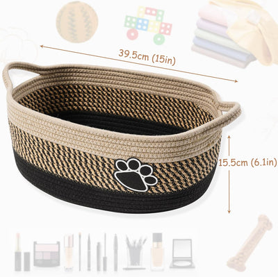 Canasta Tejida de Algodón Beige con Asa - Organizador Versátil para el Hogar - Image 6