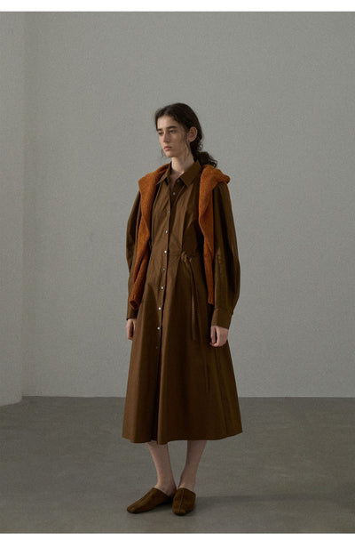 Vestido Camisero de Algodón con Mangas Curvas y Cintura Ajustada - Image 17