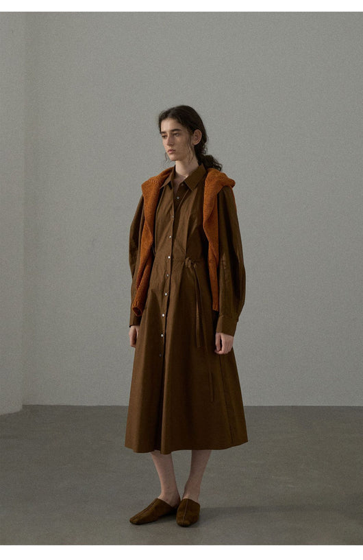 Vestido Camisero de Algodón con Mangas Curvas y Cintura Ajustada - Image 17