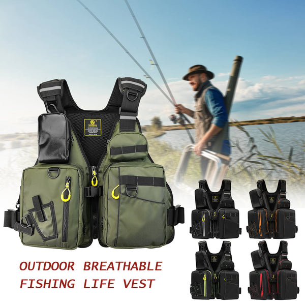 Chaleco Salvavidas de Pesca Impermeable con Bolsillos Desmontables para Adultos
