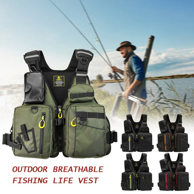 Chaleco Salvavidas de Pesca Impermeable con Bolsillos Desmontables para Adultos