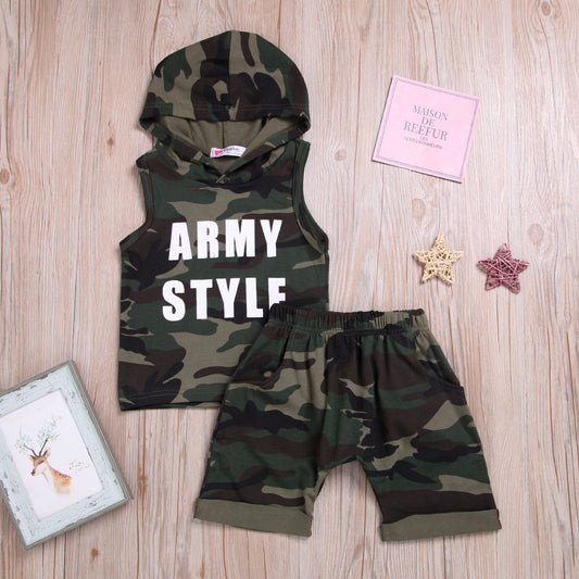 Traje sin Mangas con Capucha para Niño - Diseño Camuflaje