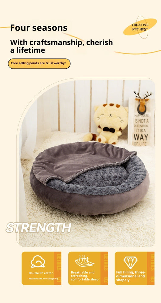 Cama Redonda Premium para Mascotas - Colchoneta Térmica Cuatro Estaciones Tamaño Grande - Image 11
