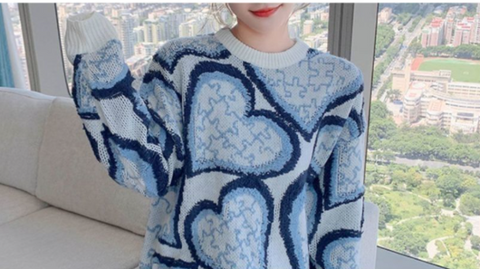 Suéter Tejido Jacquard Combinado de Colores - Blusa Holgada para Mujer - Image 14