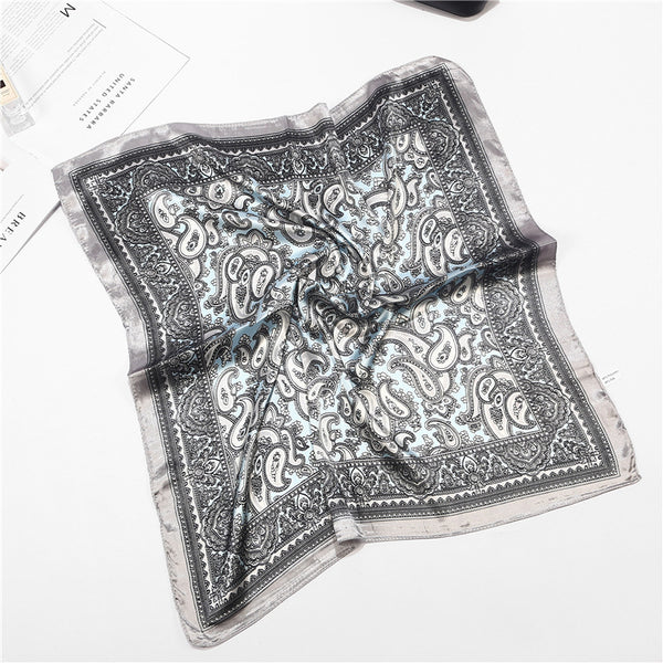 Pañuelo de Seda Satinado Turbante Bohemio Cuadrado para Mujer