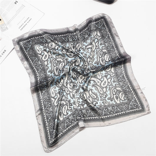 Pañuelo de Seda Satinado Turbante Bohemio Cuadrado para Mujer