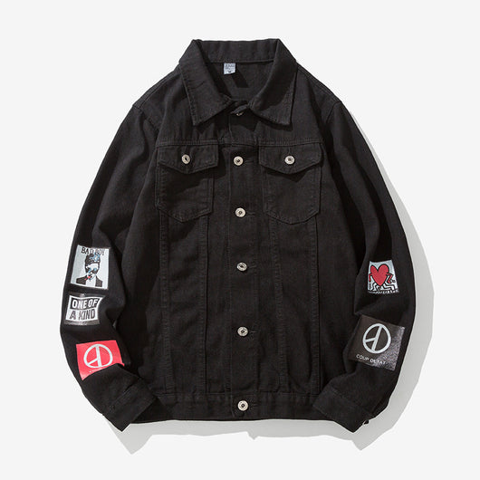 Chaqueta de Mezclilla Suelta con Estampado para Hombre - Image 9