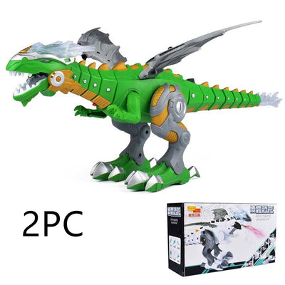 Green and grey intelligent robot dinosaur toy with wings, sharp teeth, and a long tail, packaged in a box. - Image 15