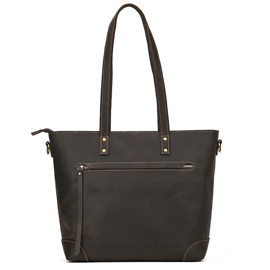 Bolso Tote de Cuero Crazy Horse Gran Capacidad - Image 12