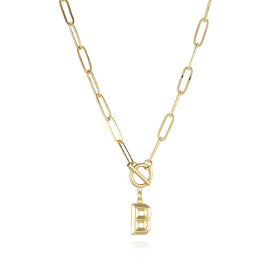 Collar de Letra Chapado en Oro Real Estilo Hip Hop - Image 19