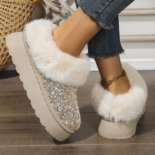 Pantuflas Invierno Mujer con Lentejuelas y Suela Gruesa Acolchada - Cálidas para Casa y Exterior - Image 15