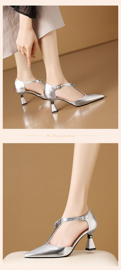 Sandalias de Cuero Genuino Caladas Plateadas para Mujer - Image 12