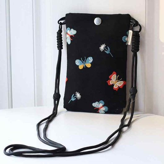 Bolso Bandolera con Bordado de Mariposa y Monedero Integrado - Image 5
