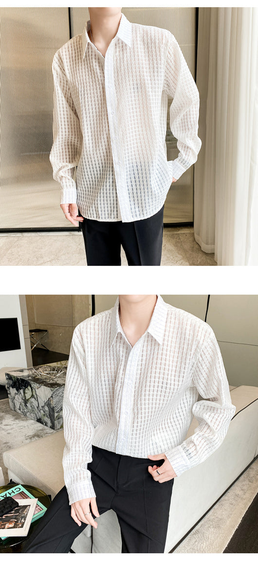 Camisa Cuadrillé Blanca con Drapeado Suelto - Image 12