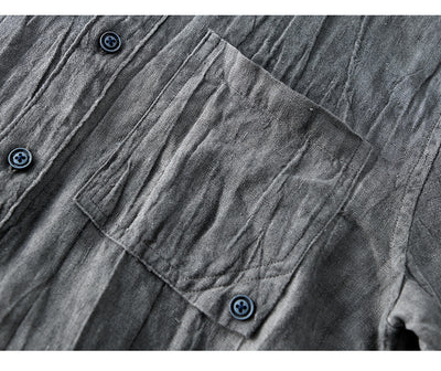 Camisa de Lino Retro con Cuello Mao - Comodidad y Estilo Clásico - Image 17