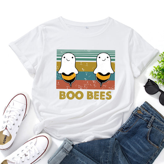 Camiseta Holgada para Mujer Cuello Redondo Manga Corta Creativa - Image 12
